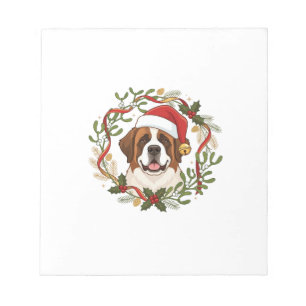 Bloc-note Chien St Bernard Noël Chapeau de Père Noël Couronn
