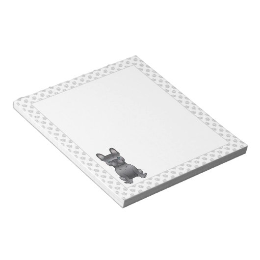 Bloc-note Chien-taureaux français bleu / Chien et pattes de (Incliné)