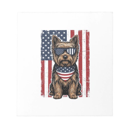 Bloc-note Chien Terrier Patriotique Dessin Vectoriel Drapeau (Devant)