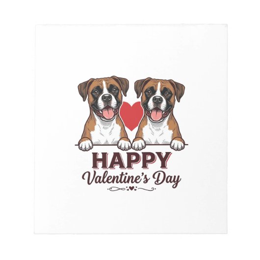 Bloc-note Chiens Boxer Joyeuse Saint-Valentin Vintage (Devant)