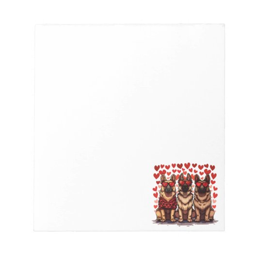 Bloc-note Chiens de Berger Allemand pour la Saint-Valentin (Devant)