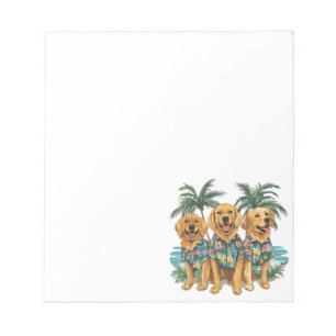 Bloc-note Chiens d'or retriever portant une chemise hawaïenn