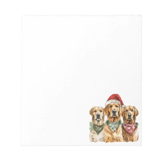 Bloc-note Chiens Golden Retriever de Noël (Devant)