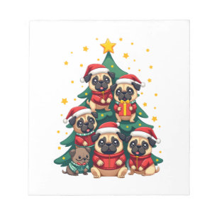 Bloc-note Chiens Pug Arbre de Noël Mignon Noël (3)