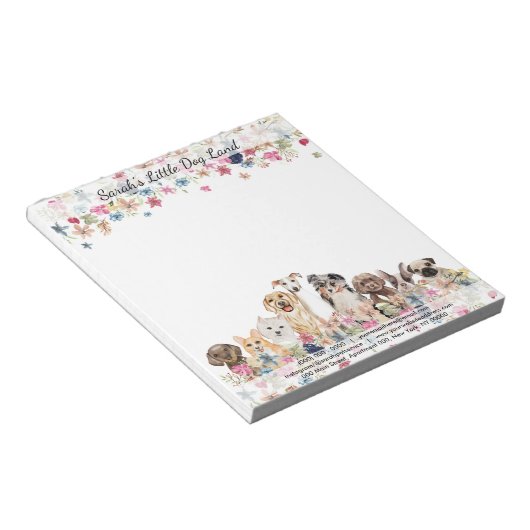 Bloc-note Chiens types fleurs assis (Incliné)