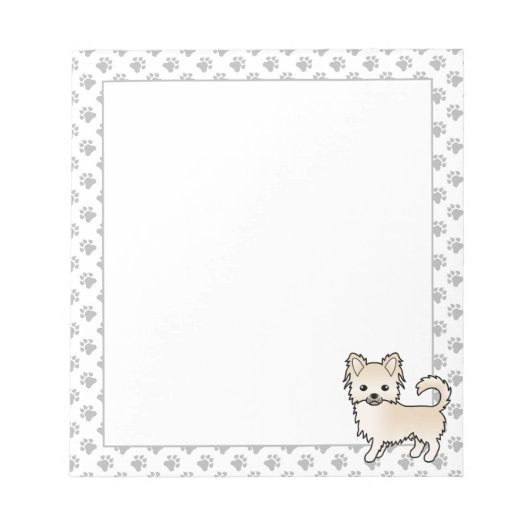 Bloc-note Chihuahua à longs poils crème Chien de dessin anim (Devant)