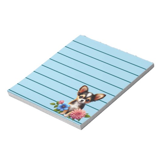 Bloc-note Chihuahua Chiuppy avec fleurs décoratives (Tourné)
