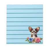 Bloc-note Chihuahua Chiuppy avec fleurs décoratives (Devant)