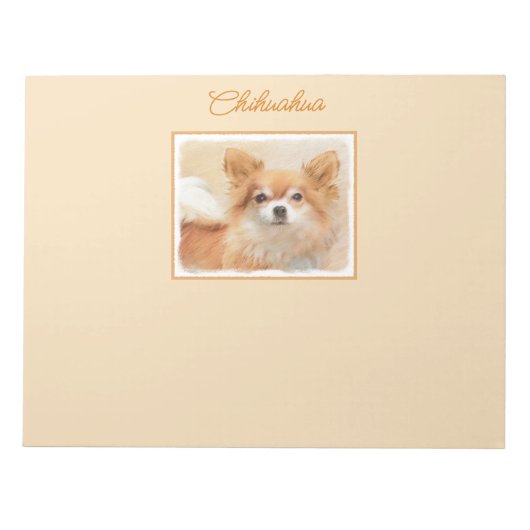 Bloc-note Chihuahua Peinture de Chien à long Haired Art orig (Devant)
