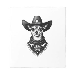 Bloc-note Chihuahua vintage style cow-boy gravure western D
