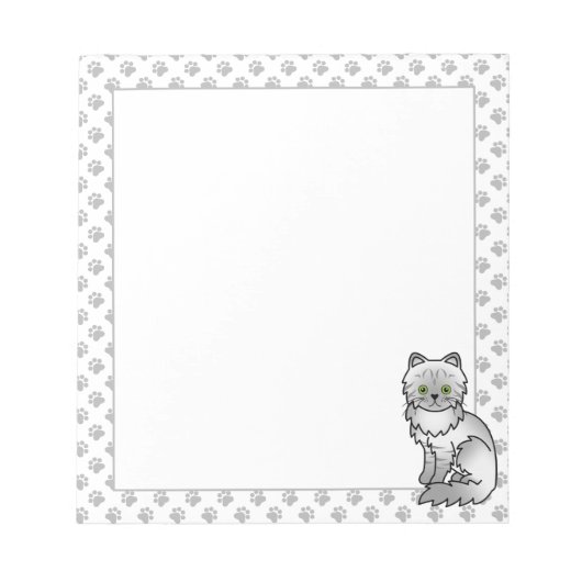 Bloc-note Chinchilla Tabby Argenté Chat Gris Persan & Pattes (Devant)