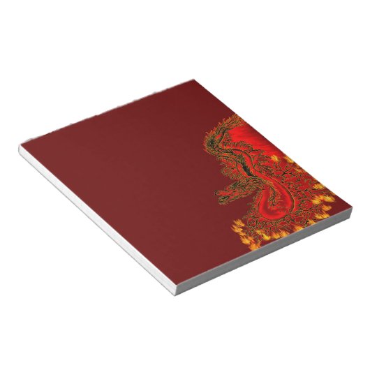 Bloc-note Chine Dragon rouge et or design (Incliné)