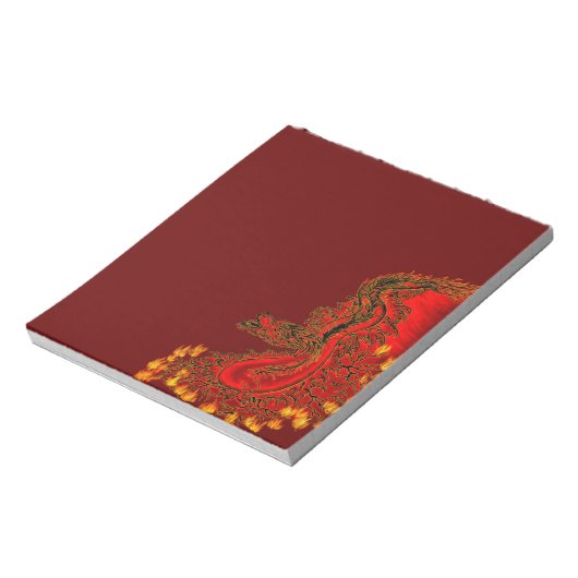 Bloc-note Chine Dragon rouge et or design (Tourné)