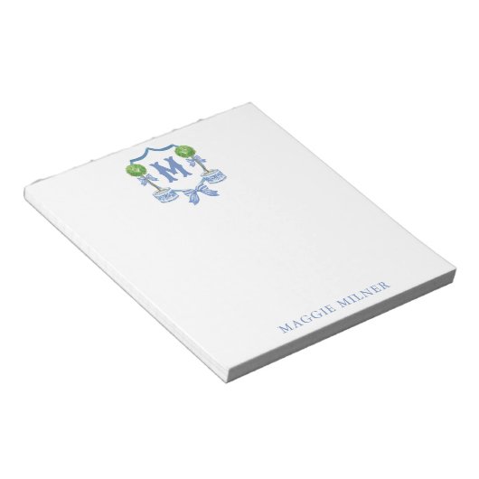 Bloc-note Chinoiserie Aquarelle Bow Topior Monogramme Crest (Incliné)