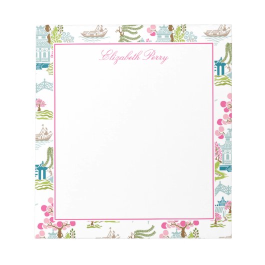 Bloc-note Chinoiserie traditionnelle aux couleurs du printem (Devant)