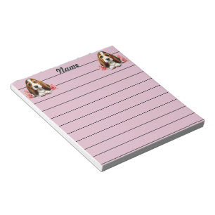 Bloc-note Chiot Hound Personnalisé Avec Fleurs