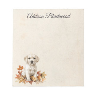 Bloc-note Chiot Labrador jaune Feuilles d'automne Personnali