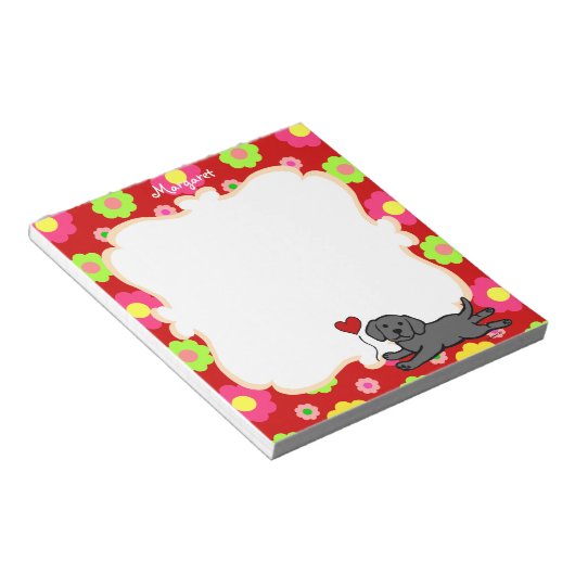 Bloc-note Chiot noir Labrador personnalisé (Incliné)