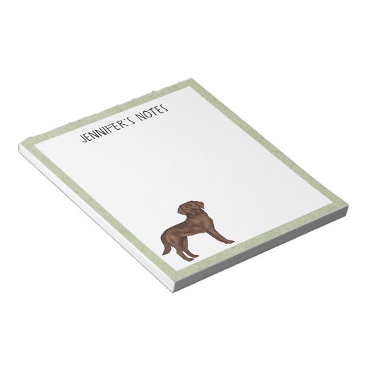 Bloc-note Chocolat Labrador Retriever Lab Chien Nom personna (Incliné)