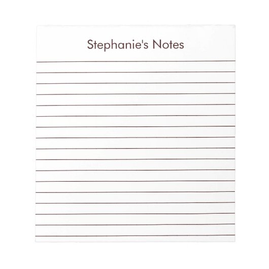 Bloc-note Chocolat moderne Brown Liné Personnalisé (Devant)