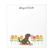 Bloc-note Chocolat personnalisé Labrador Vert et fleurs (Devant)