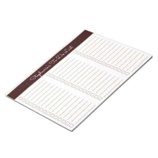 Bloc-note Chocolate Brown 8.5x11 Three Column Checklist (Incliné)