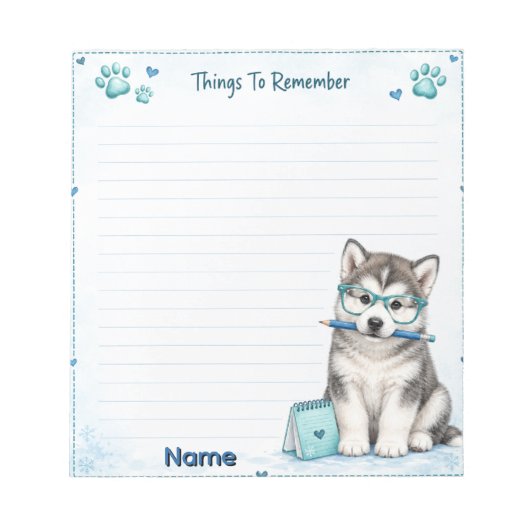 Bloc-note Choses mignonnes de Malamute d'Alaska à retenir (Devant)