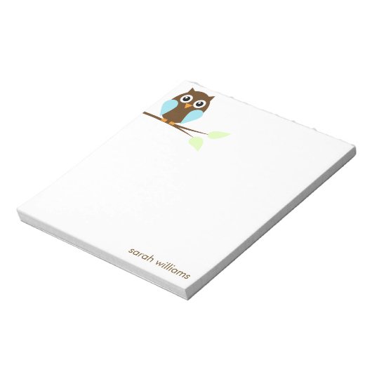 Bloc-note Chouette à cartons bleu mou (Tourné)