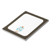 Bloc-note Chouette bleue avec petit oiseau orange (Tourné)