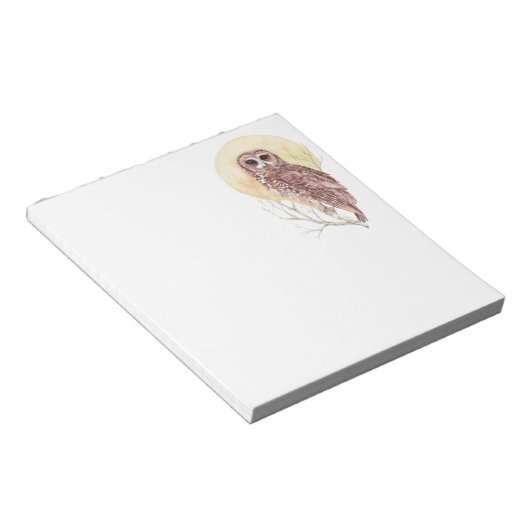 Bloc-note Chouette dans l'arbre avec lune Aquarelle Oiseau, (Incliné)