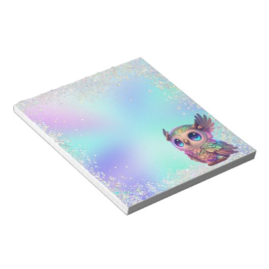 Bloc-note Chouette magique Pastel Parties scintillant (Incliné)
