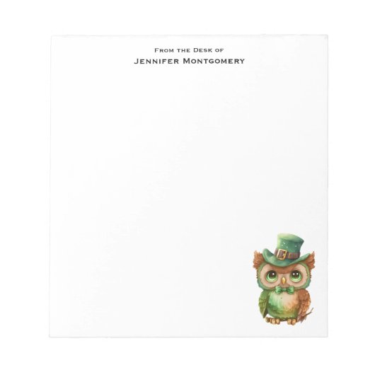 Bloc-note Chouette mignonne dans un chapeau vert (Devant)