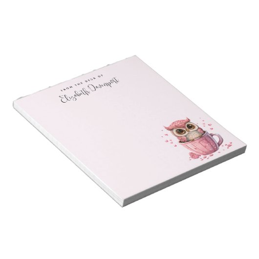 Bloc-note Chouette rose mignonne en coupe (Incliné)