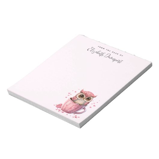 Bloc-note Chouette rose mignonne en coupe (Tourné)