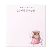 Bloc-note Chouette rose mignonne en coupe (Devant)