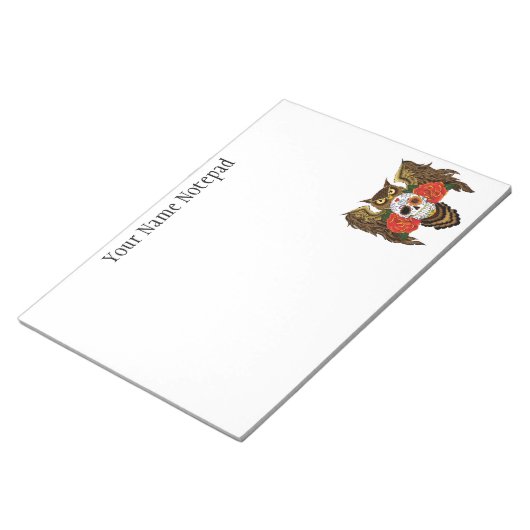 Bloc-note Chouette Rose Sugar SKull (Incliné)