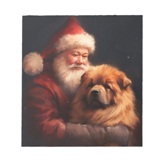 Bloc-note Chow Chow avec le Père Noël Noël Festif (Devant)
