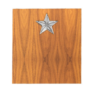 Bloc-note Chrome Comme étoile nautique sur la plaque de teck