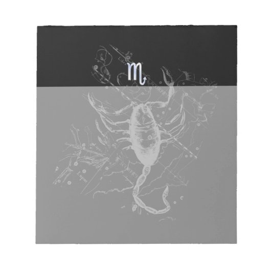 Bloc-note Chrome Style Scorpio Zodiac Symbole sur Hevelius (Devant)