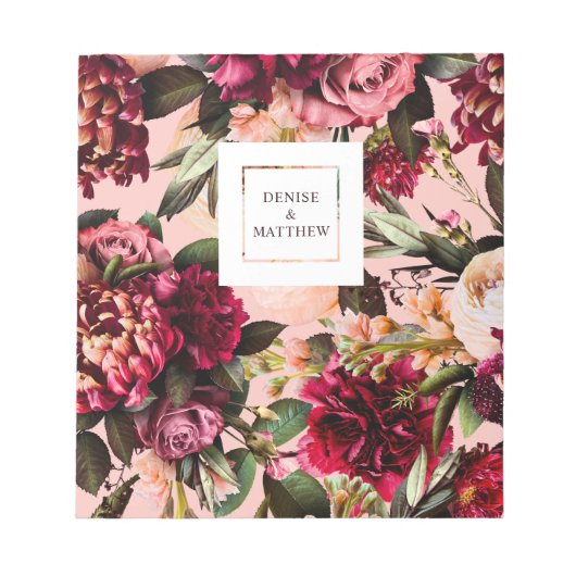 Bloc-note Chrysanthème romantique sur fond rose de soie (Devant)