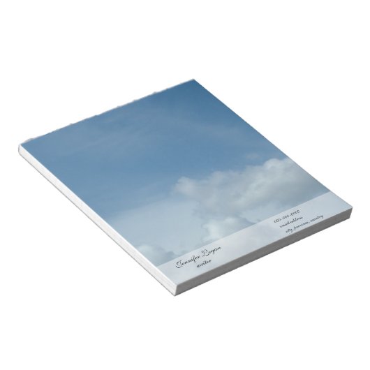 Bloc-note ciel bleu et nuages blancs (Incliné)