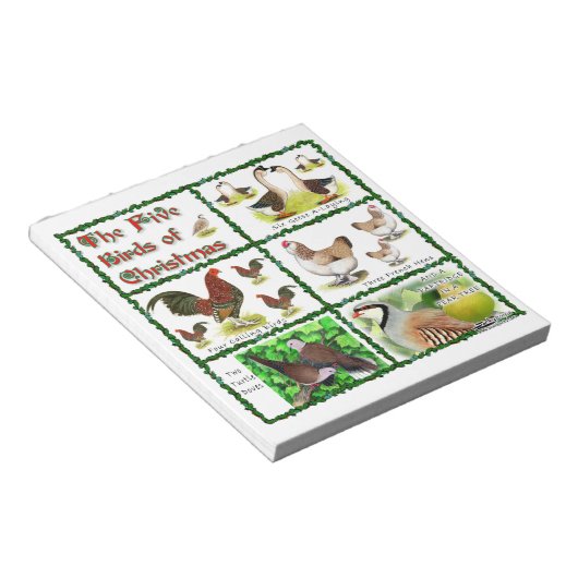 Bloc-note Cinq oiseaux de Noël (Incliné)