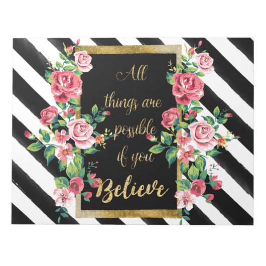 Bloc-note Citation d'inspiration dorée moderne (Devant)