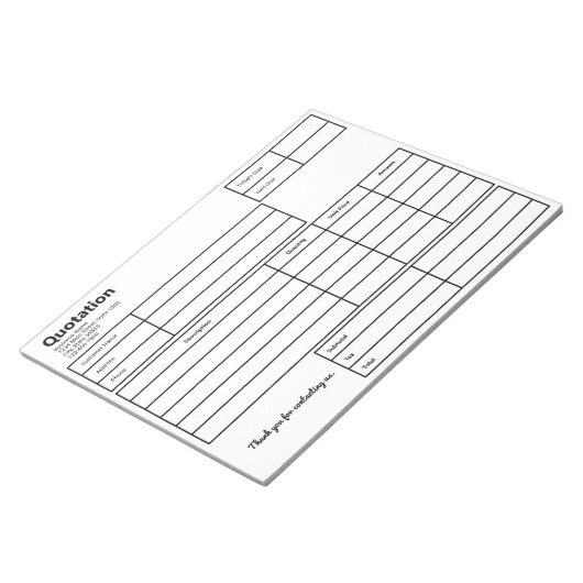 Bloc-note Citation Modèle d'entreprise simple noir et blanc (Incliné)