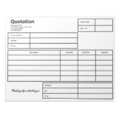 Bloc-note Citation Modèle d'entreprise simple noir et blanc (Devant)