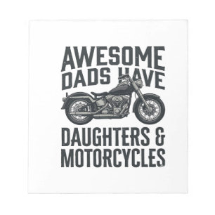 Bloc-note Citation Papa Fille Moto Vintage Vector Desi