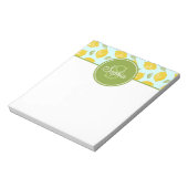 Bloc-note Citron Motif jaune vert et bleu Monogramme (Tourné)