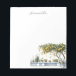 Bloc-note Citronnier Arbre Amalfi Carrelage Terrasse<br><div class="desc">Apportez une touche d'élégance méditerranéenne à vos notes quotidiennes grâce à notre tablette design, avec un citronnier d'aquarelle étonnant sur une terrasse en carrelage bleu Amalfi. Cet art unique, exclusif à Do Tell A Belle, capture la beauté vibrante et sereine de l'Italie côtière, rendant votre expérience d'écriture à la fois...</div>