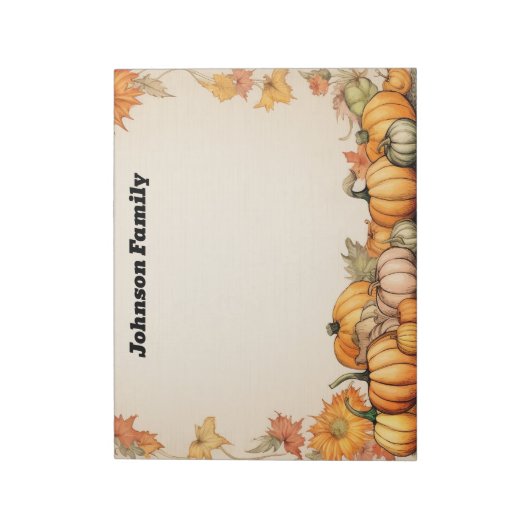 Bloc-note Citrouille Automne Thème (Tourné)