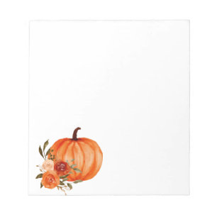 Bloc-note Citrouille d'aquarelle Orange Floral Rose